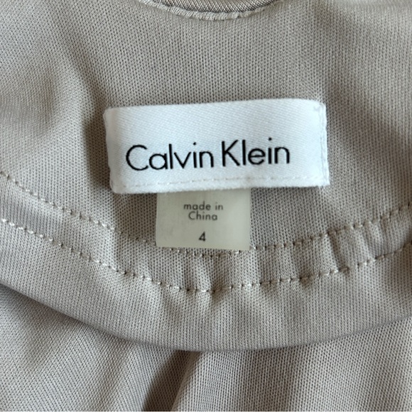 Calvin Klein Sequined Cap Sleeve Draped-Back Champagne Gown Dress, Size 2 - Picture 5 of 5